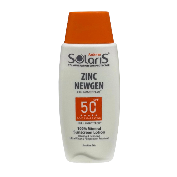 ضد آفتاب فیزیکی التیام‌بخش سولاریس آردن SPF 50، حاوی زینک اکساید، مناسب پوست‌های حساس و تحریک‌شده با محافظت بالا در برابر اشعه‌های UVA و UVB