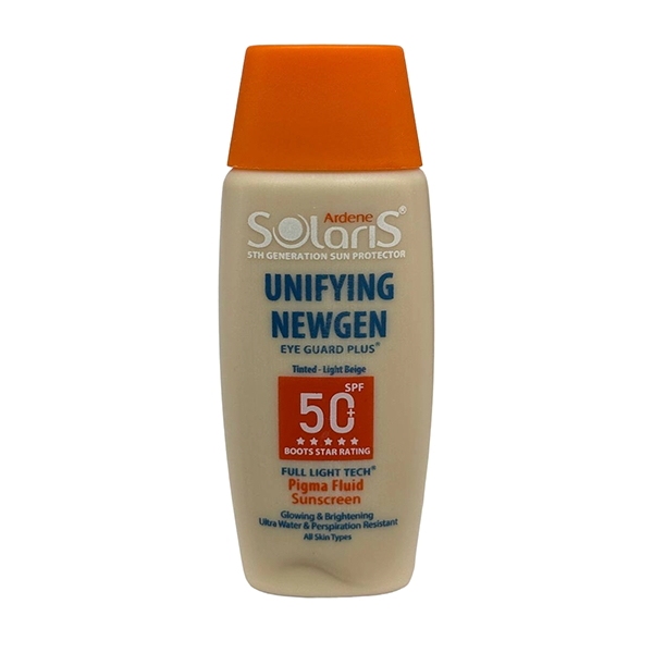 خرید ضد آفتاب ضد لک رنگی آردن سولاریس SPF 50 بژ روشن؛ محافظت بالا در برابر اشعه‌های UVA و UVB، کمک به پیشگیری از لک، پوشش طبیعی، یکنواخت‌کننده رنگ پوست و مناسب استفاده روزانه.
