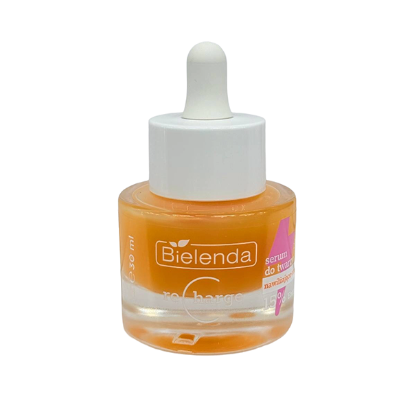 bielenda-recharge-hydrating-illuminating-face-serum-30ml سرم آبرسان و روشنکننده بیلندا Recharge 30 میلیلیتر، مناسب آبرسانی، افزایش شفافیت، احیای پوست و رفع کدری چهره