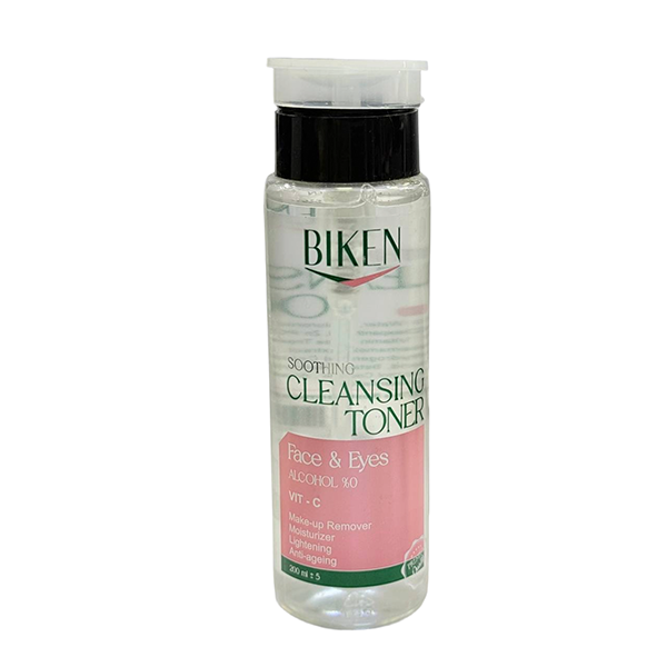 biken-soothing-cleansing-toner-200ml1 تونر پاک کننده و تسکین دهنده بیکن 200 میلیلیتر، مناسب صورت و دور چشم، پاککننده ملایم، آبرسان، تسکیندهنده و مناسب انواع پوست بهویژه پوستهای حساس.