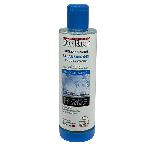 bio-rich-moisrich-sensrich-cleansing-gel-dry-sensitive-skin1 ژل شستشوی بایوریچ Moisrich & Sensrich مناسب پوست خشک و حساس، پاککننده ملایم، آبرسان و تسکیندهنده پوست