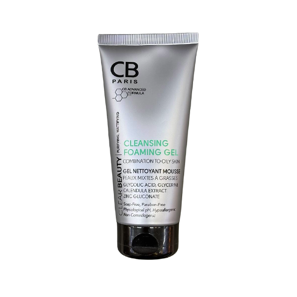 cb-paris-cleansing-foaming-gel ژل شستشوی فومی سی بی پاریس مناسب پوست مختلط و چرب، پاککننده عمیق، کنترلکننده چربی، ماتکننده پوست و کمککننده به کاهش براقیت و پاکسازی منافذ