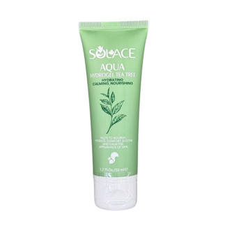 ژل هیدروژل آبرسان سولیس Aqua Hydrogel Tea Tree حجم 50 میلی‌لیتر، حاوی روغن درخت چای و هیالورونیک اسید، مناسب پوست چرب، مختلط و مستعد جوش، آبرسان، کنترل‌کننده چربی و تسکین‌دهنده پوست