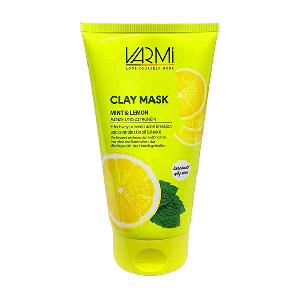 varmi-clay-mask-lemon-mint-150ml1 ماسک رسی وارمی لیمو و نعناع 150 میلیلیتر مناسب پوست چرب و مختلط