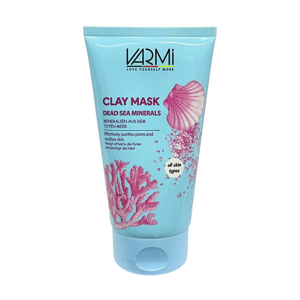 varmi-dead-sea-clay-mask-150ml1 ماسک خاک رس وارمی 150 میلیلیتر Varmi Clay Mask حاوی مواد معدنی دریای مرده، مناسب پاکسازی عمیق منافذ پوست، کنترل چربی و افزایش شفافیت پوست