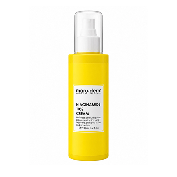 maruderm-niacinamide-10-percent-cream-200ml کرم نیاسینامید 10 درصد مارودرم 200 میلیلیتر، مناسب کنترل چربی پوست، کاهش ظاهر منافذ باز، روشنکننده و نرمکننده پوست.