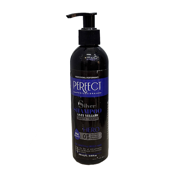 perfect-professional-silver-shampoo شامپو سیلور پرفکت پروفشنال Hero ضد زردی مناسب موهای بلوند و دکلره حجم ۲۵۰ میلیلیتر