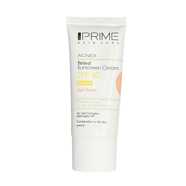 ضدآفتاب رنگی آکنکس پرایم SPF 60 بژ روشن مناسب پوست چرب و مستعد آکنه، حجم 40 میلی‌لیتر