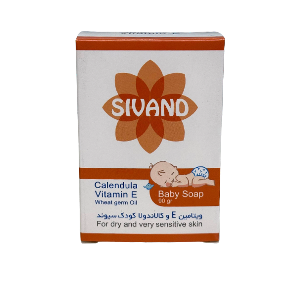 `sivand-baby-soap-vitamin-e-calendula` صابون بچه سیوند ویتامین E و کالاندولا مناسب پوست خشک و بسیار حساس ۹۰ گرم*